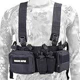 【TAILOR JAPAN】チェストリグ 軽量 ライトウェイト タクティカルベスト サバゲー ベスト ポーチ マガジンポーチ 黒 1000Dナイロン製 (ブラック)