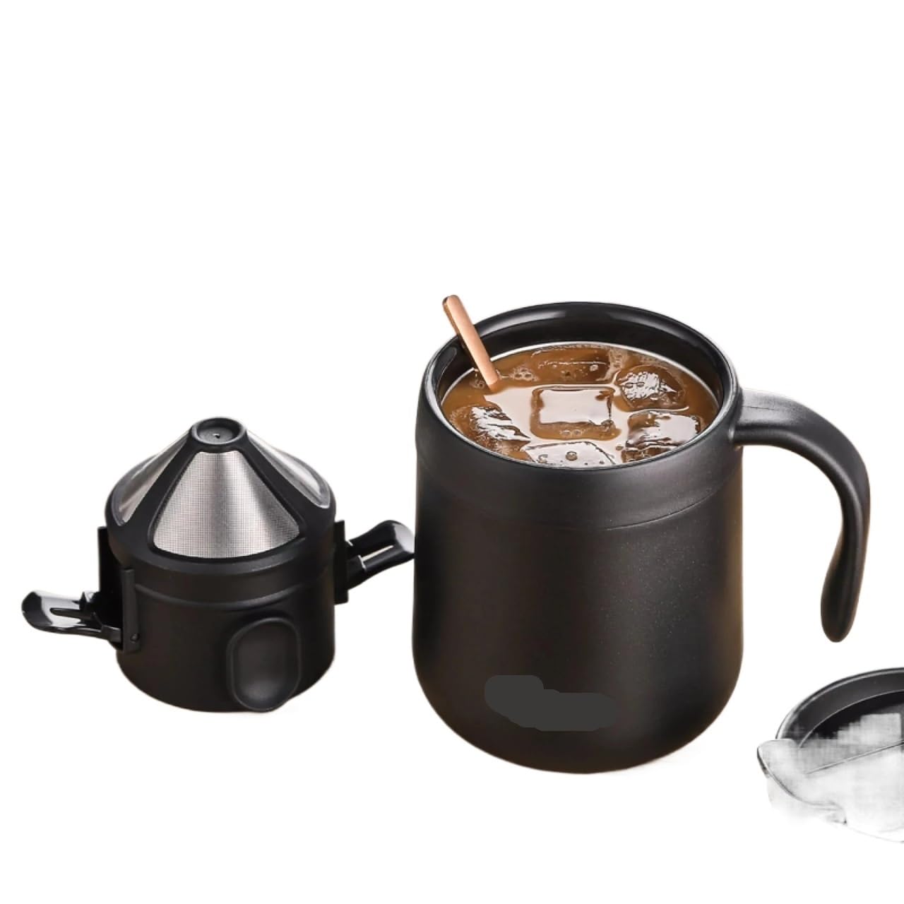 Filtro Café Portátil Acero 304 Reutilizable Soporte | Vale mayoría tazas, malla fina filtra posos viaje oficina(White3)