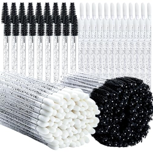 Teenitor 200Pcs Mascara Wands, Lip Applicators Disposable Spoolies Crystal
