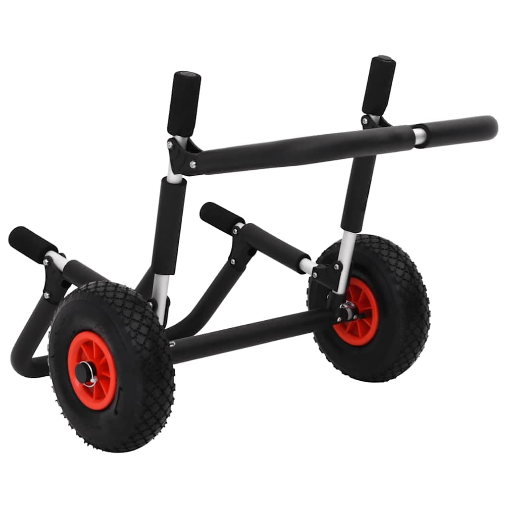 Klappbarer SUP Trolley aus Aluminium mit 2 aufblasbaren Rädern und Schaumstoffpolsterung für sicheren Transport von Surfbrett und Paddelboard bis 45 kg