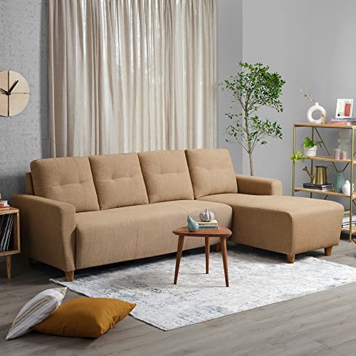 Image of Sleepyhead Yolo Designed by Duroflex - 3 Seater Sofa, RHS L Shape Sofa Set |Premium Fabric, Plush 3-Layer Cushioning |Modern Buttonless Tufted & Anti-Sag Comfort |3 Years Warranty - Coco Brown