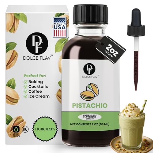 Dolce Flav Pistachio Extract – 2 Ounce Water-Soluble Kosher, Sugar-Free, Concentrated Nutty...