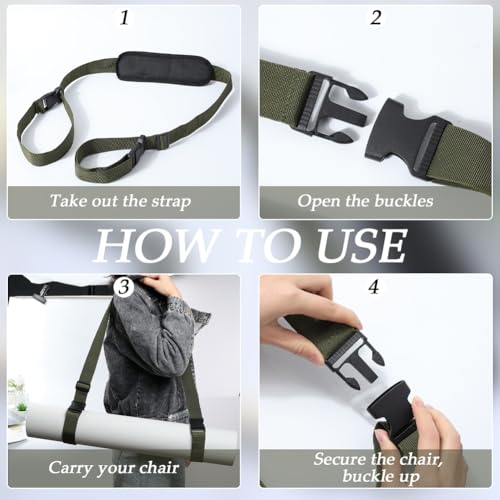GORGECRAFT 2 peças, 2 cores, alça de transporte de cadeira, ajustável, para cadeira de praia, mochil