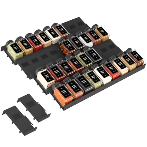 Famhap Spice Drawer Organizer, 36PCS Interlocking Expandable...