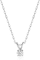 Amazon Essentials IGI Certified 0.25ct Solitaire Lab Grown Diamond Pendant Necklace in 14K White Gold, 16-18" Adjustable Chain