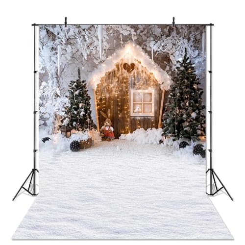Invierno Navidad Fondos para Fotografía Nieve Casa De Madera Muñecas Árbol Fruta Drea Fondo De Fotografía Estudio Fotográfico 250x180CM