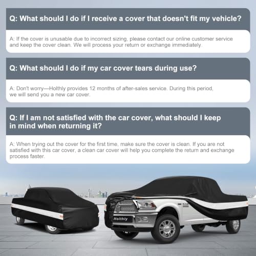 Image of 10 Layers Truck Cover Waterproof All Weather Custom Fit Dodge Ram 2500 3500(2009-2026) Crew /Quad Cab Short Bed, Outdoor Full Exterior Pickup Car Cover Sun Rain Snow Ice Protection. Black