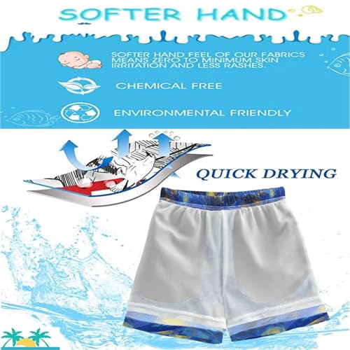 visesunny Summer Boy's Beach Shorts Vangogh Star UFO Quick Dry Swim Trunks Baby Boy Bathing Suit3