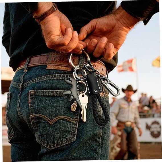 Image of Metal Keychain with Carabiner Clip | Portable Key Ring Holder | Heavy Duty Key chain Charm | Everyday Carry Key Accessory for Men Women | Gift for Car & Bike Keys