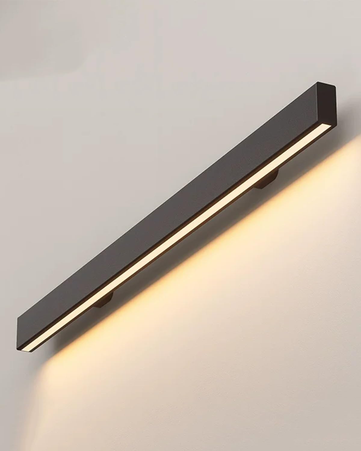 Matte Rectangle Stairs Handrail - Motion Sensor LED Lighting, Downwash Light Staircase Support Railing, Basement Hallway Wall Baluster(Right,15.5ft/470cm)