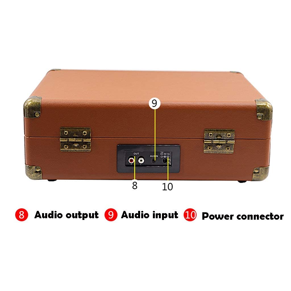 Tocadiscos para tocadiscos de vinilo, fonógrafo portátil inalámbrico con altavoces integrados, diseño de maleta, tocadiscos USB de 3 velocidades accionado por correa
