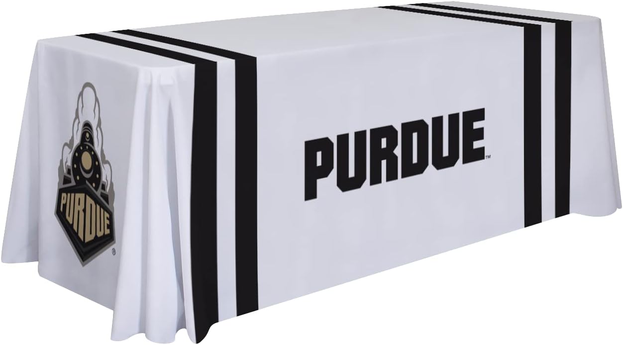 Victory Corps Purdue Boilermakers College Sports Printed Table Throw - NCAA Licensed - Polyester - School Tablecloth (Black, Gold, White) (6' Draped)