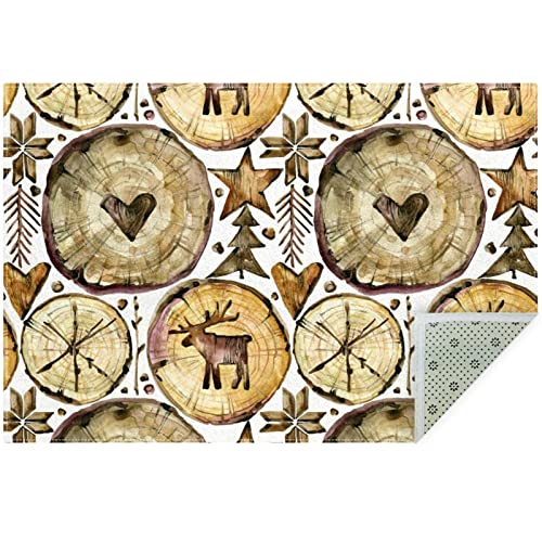 Wooden Moose Contemporary Area Rug Rugs, Non-Slip Floor Mat Carpet Doormats For Sofa Bedroom Nursery Decor, 5.2'X4' #TOP4