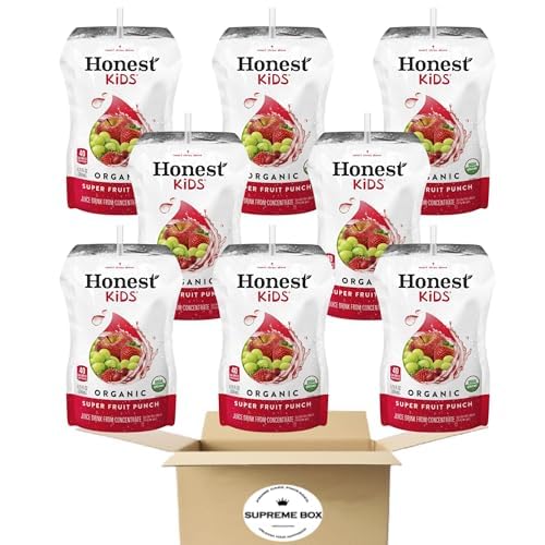 Honest Kids Certified Organic Fruit Quencher, Superfruit Punch, 6.75-Ounce Pouch - pack of 8 (54 oz in total)
