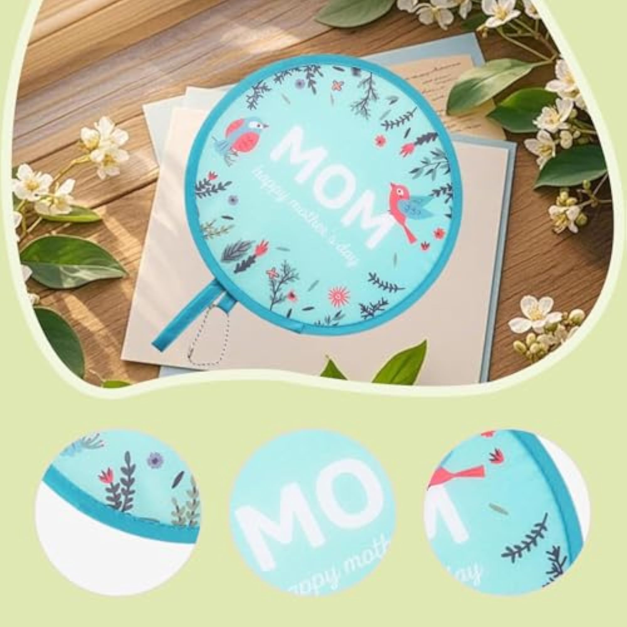 Foldable Round Decorative Handheld Fan for Parties