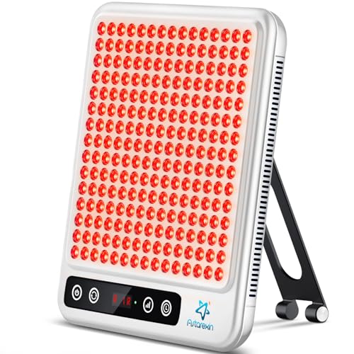 Red Light Therapy for Face, 225 Dual Chip Portable Red Light Therapy Panel Device with 660nm Red Light & 850nm Near Infrared Light Lamp with Stand Timer for Body Face Skin Care (White)