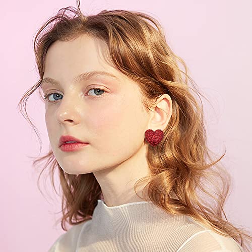 Valentines Day Earrings, Valentines Day Gifts for Her, Girlfriend, Wife, Big Red Heart Stud Earrings for Women, Sparkling Rhinestone Earrings, E03A4