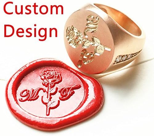 MDLG Custom Design Luxury Golden Wedding Ring Logo Personalized Name Letters Picture Wax Seal Sealing Stamp