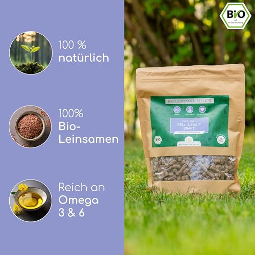 Bio Leinsamen Pellets – Fellwechsel Unterstützung für Hunde, Kaninchen und Pferde - Reich an Omega-3, Natürlich & Rein
