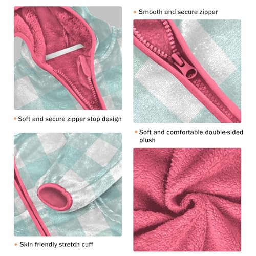 GuoChe Buffalo Plaid Check Tartan Scotland Blue Pattern Boy Hooded Fleece Jacket3