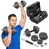 Rangement et transport faciles : avec la mallette fournie, vous pouvez ranger vos haltères et poids bien rangés et les transporter facilement.