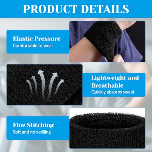 TPTGIAR 16 PCS Sweat Bands Wristbands, Elastic Sweatband, Wrist Bands for Children and Adults, Washable Wrist Sweat Bands Men Women for Tennis Basketball Gymnastics Golf Running Gym - Image 4