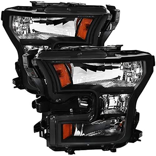 Carpartsinnovate For 15-17 Pickup Black Headlights Headlamps Replacement Left+Right