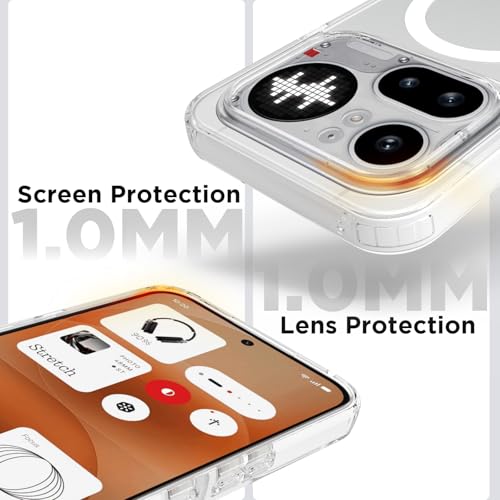 Image of RIGGEAR Shockproof Clear Hybrid Armor Magnetic Back Cover Case Compatible with MagSafe Accessories for Nothing Phone 4a Pro 5G (Transparent PC and TPU Bumper)