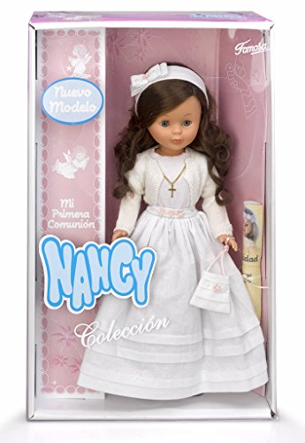 Nancy - Muñeca Vestida de Primera Comunión, Morena, con Vestido Blanco, de Estilo clásico, para colección y Regalar, Famosa (700011490)