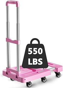 Foldable Hand Truck for Luggage,550lb Capacity Dolly Cart,6-Wheel Design,Heavy Duty & Portable,Ideal for Home Office Travel & More