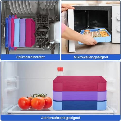 IJIAMY Brotdose Kinder mit Fächern, Bento Box Kinder, Auslaufsicher Lunchbox Kinder, Brotbox für Mädchen & Jungen, Snackbox… – Ansicht 5