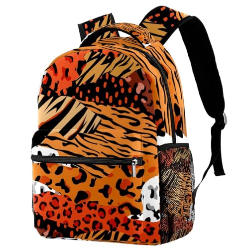 Sac à dos d'école multicolore à motif peau d'animaux sauvages pour ados et enfants, 40 cm