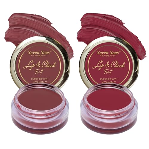 Image of Seven Seas Lips & Cheek Tint Combo Pack of 2 | Matte Natural Blush for Women | Lip Tint with Vitamin E | Nourishing Cheek Tint (Copper Rust, Mandy)