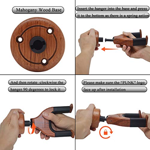 Guitar wall mount,Auto Lock Guitar Wall Hanger,2-pcs,Guitar Hanger,Wall Mount Hook, for All Guitars,Bass, Cello, Mandolins Hanger. - Thumbnail 2