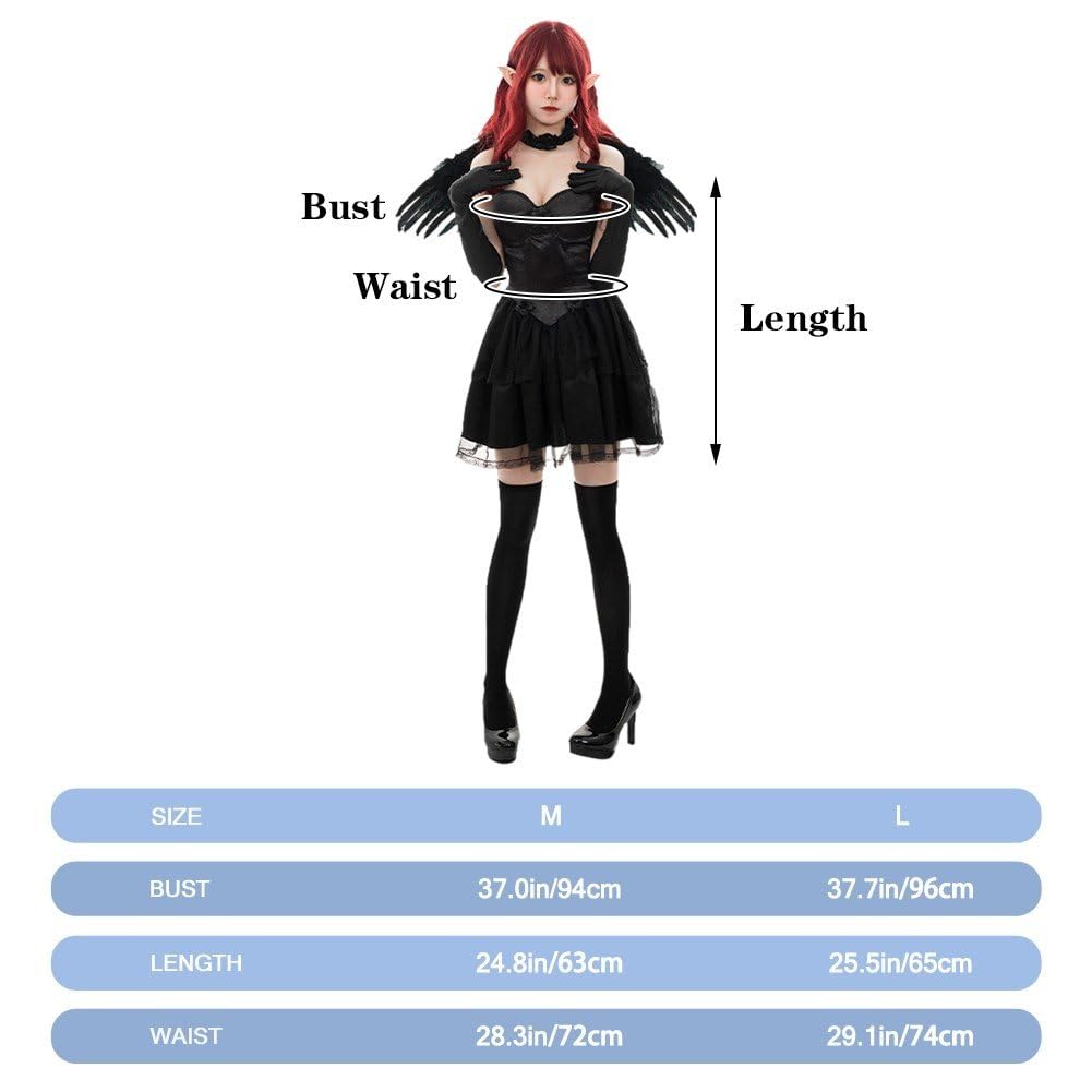 4 szt./zestaw Halloween czarno-biała postać anioła przebranie kostium spódnica naszyjnik rękawiczki i skrzydła diabeł kostium cosplay