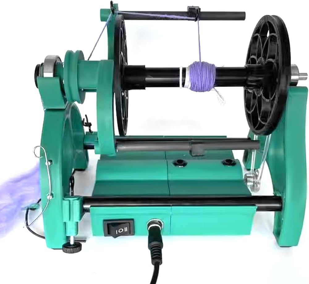 Elektrisches Spinnrad, automatische Garnwickelmaschine, Strickwolle, Garnwickler, Geschwindigkeitskontrolle, vorwärts und rückwärts, für Garnweben (Farbe: Grün)