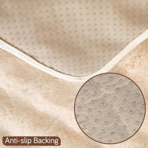 Image of HOKIPO 'FurHug' Premium Faux Rabbit Fur Sofa Cover Mats for L Shape and 1 /2 /3 Seater Sofa. Make Your Own Sofa Cover Set, Mat Length 90(D) X 150(L) Cm, Beige (NEW-AR-5014-Crm)