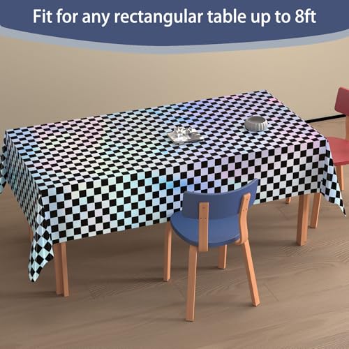 Image of 4 Pack Plastic Tablecloths Disposable Tablet Cover Black&Silver 54 x 108 In | Foil Glitter Table Cloth for Rectangle Tables Indoor / Outdoor Party Decorations Birthday Princess Bridal Wedding Christmas