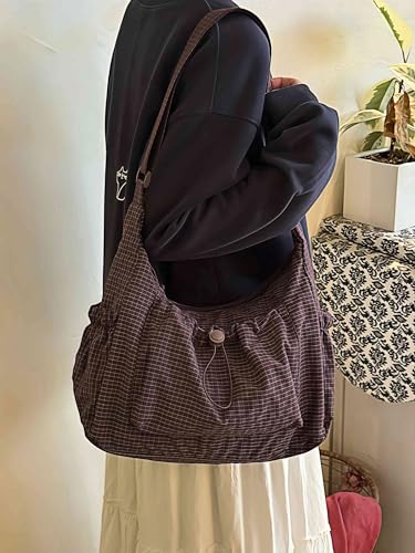 Plaid Nylon Slouchy Crossbody Purse