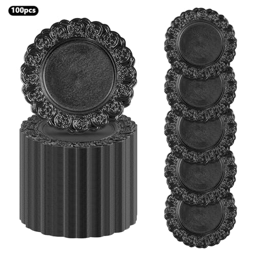 Platos cargadores redondos set 100 piezas negro miniatura 3