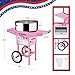 Cotton Candy Machine with Cart Vortex Candy Maker with Stainless-Steel Pan, 2 Side Trays, and 13-inch Wheels by Great Northern Popcorn (Pink)