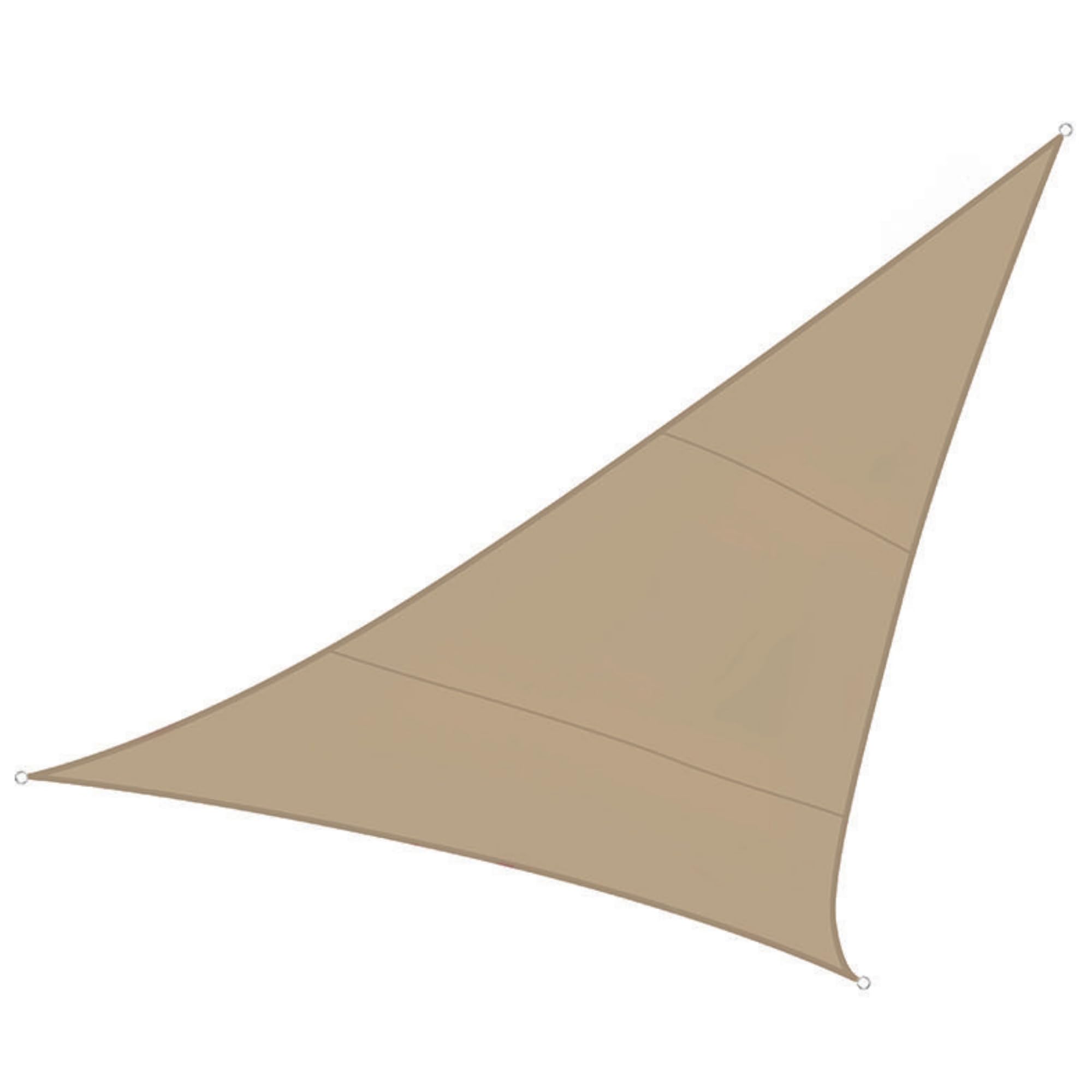 Perel Voile d'ombrage Triangulaire, 3,6 x 3,6 x 3,6 m, Polyester 180 g/m2, perméable à l'eau, Respirant, Protection UV, Jardin terrasse Balcon Piscine, Champagne, Anneaux INOX