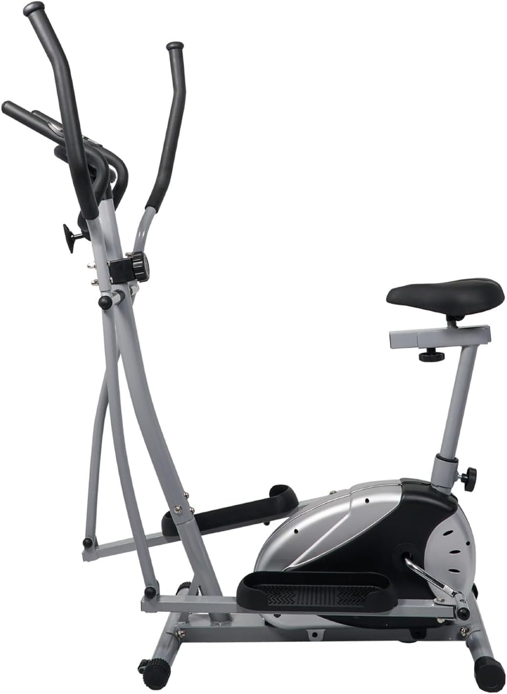 Magnetic Exercise Bike, Elliptical Cardio Fitness Machine for Home with 8-Level Resistance, Adjustable Seat, Digital Monitor & Pulse Sensors – Black/Grey EM-1532