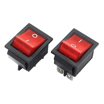 Fancierstudio Power Heat Press 2-Pack Rocker Switch 30A 4 Pin 2 Position ON/Off Switch زر أحمر مع ضوء