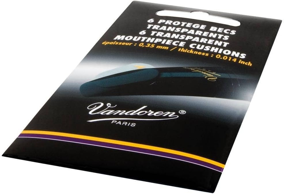 Vandoren VMC6 Mouthpiece Cushions; Clear; Thin; 0.35mm/.014"; Pack of 6