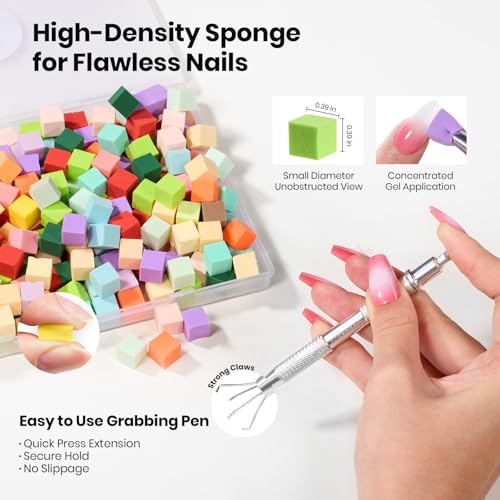 Image of Beetles 150Pcs Soft Nail Sponges for Ombre, Colorful Nail Sponge with Grabbing Pen, White Pat Painting Gel Polish Kit for Gradient Ombre Blush Chrome Design Nails Art Tools, Home DIY Salon Manicure