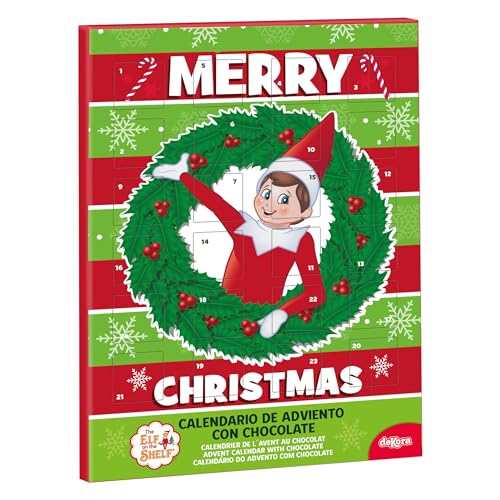 dekora - Calendario de Adviento El Elfo travieso – 24 chocolatinas de chocolate con leche – 50g – Navidad para niños