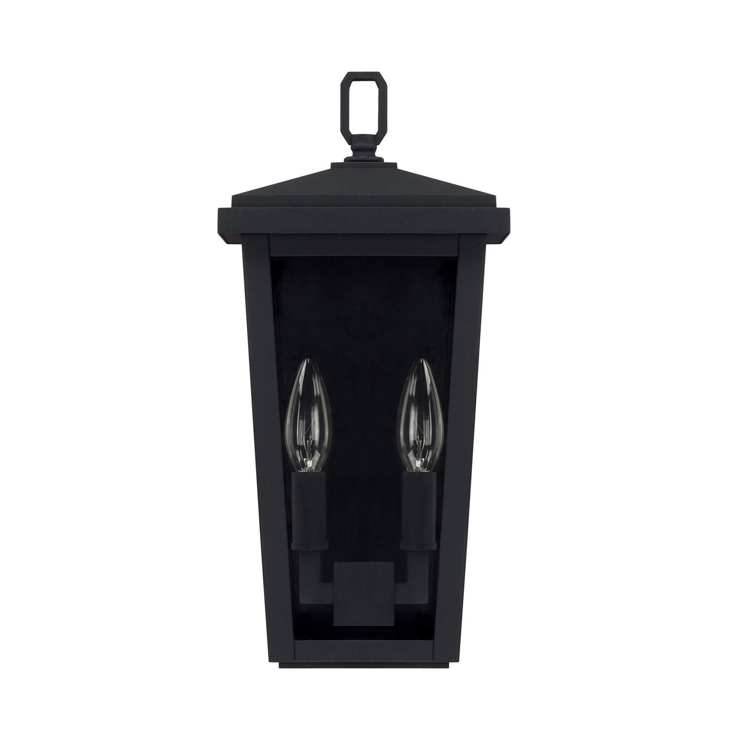 Capital Lighting926221BK Donnelly Clear Glass Outdoor Wall Sconce, 2-Light 120 Total Watts, 15" H x 7" W, Black