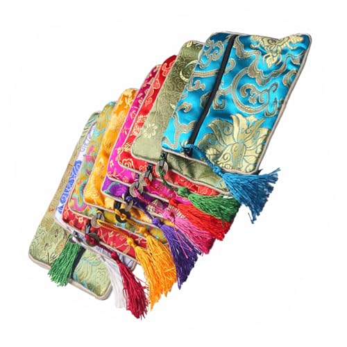 TOBBOMEY Lot De 10 Pochettes À Bijoux En Tissu Style Chinois Avec Fermeture Éclair Style Asiatique Pour Ranger Des Bijoux En Brocart