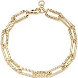 OSIANA Dainty Cable Wire Link Bracelet for Women 18K Gold Plated Simple Rectangle Chain Classic Hand